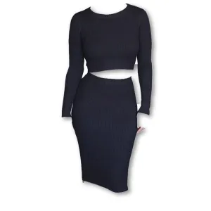 1 Set Women's O Neck Crop Tops And Skirt Set Women Sexy Long Sleeve Autumn Tracksuit Plus Size Tracksuits Women's Suit