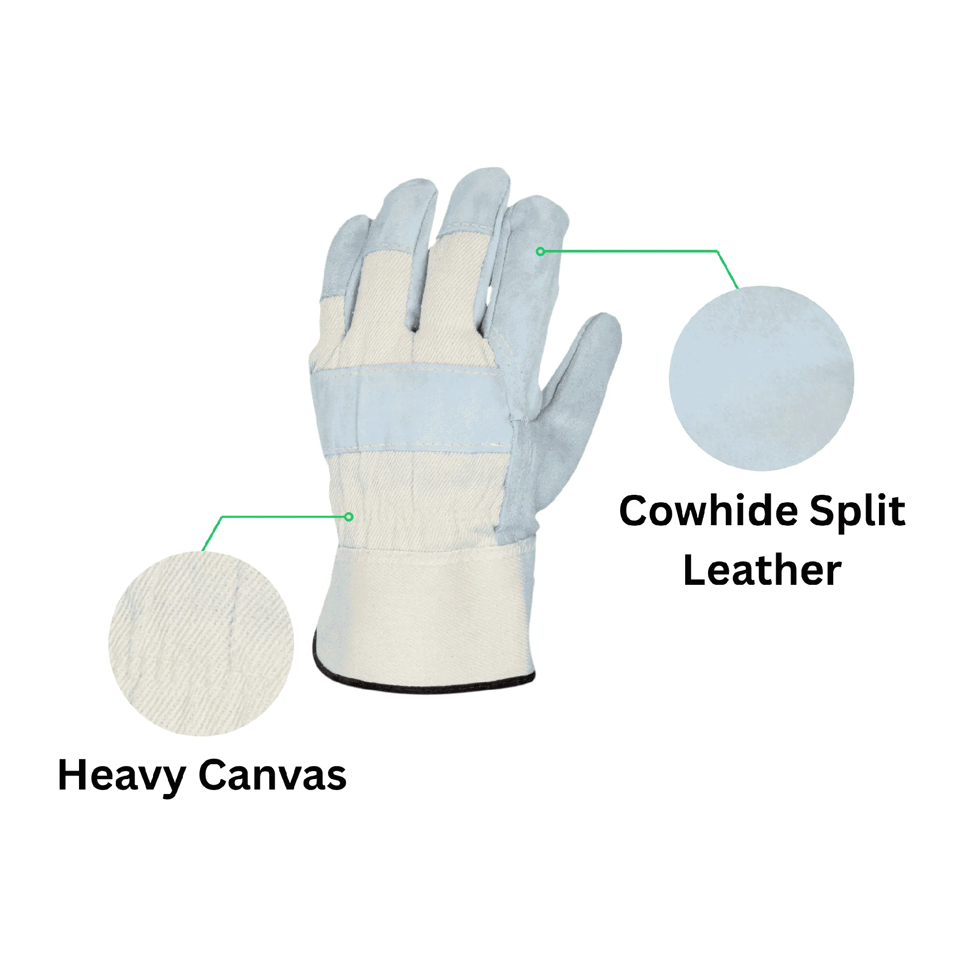 12 Pairs - Heavy Duty Leather Work Gloves (Kevlar Thread)