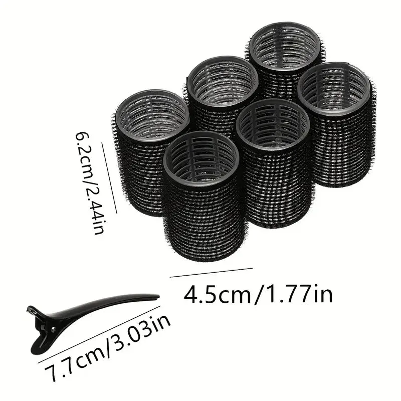 12pcs Set - 6 Hair Rollers And 6 Clips Set