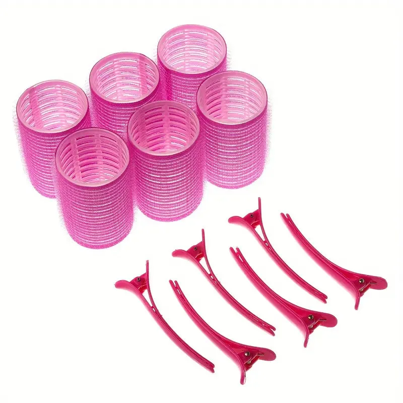 12pcs Set - 6 Hair Rollers And 6 Clips Set