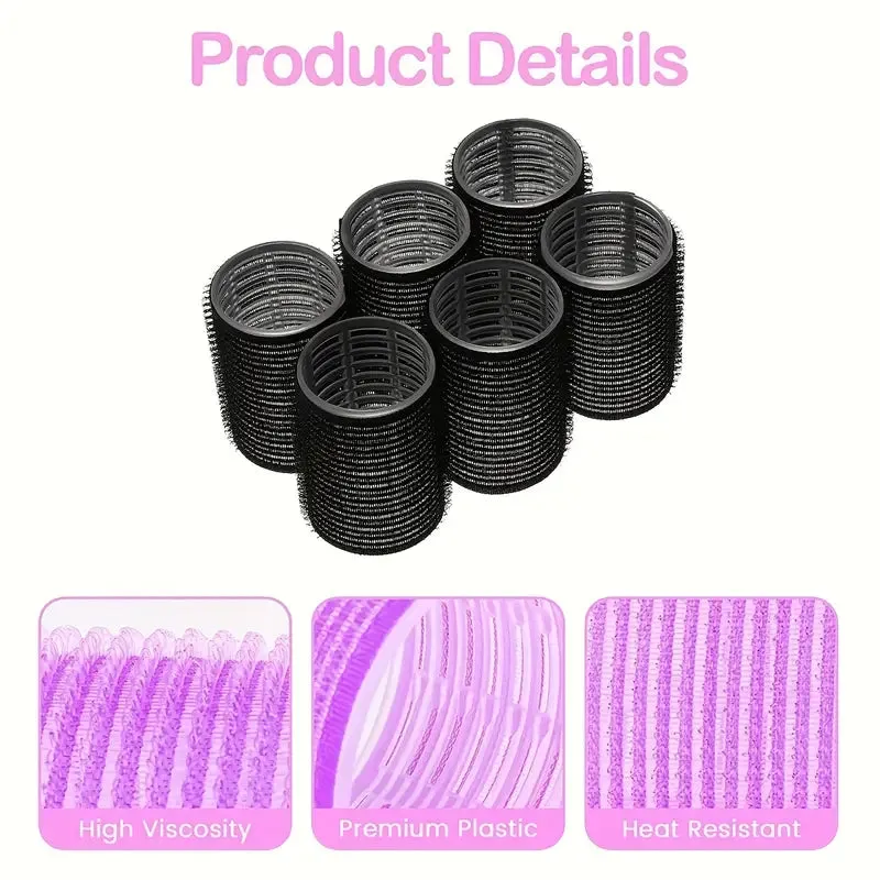 12pcs Set - 6 Hair Rollers And 6 Clips Set