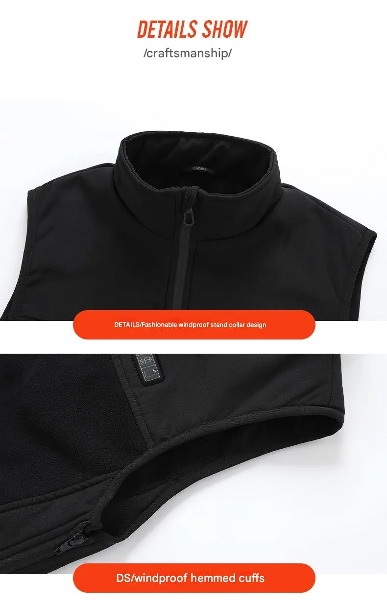 13 Area Black Fleece Heated Gilet