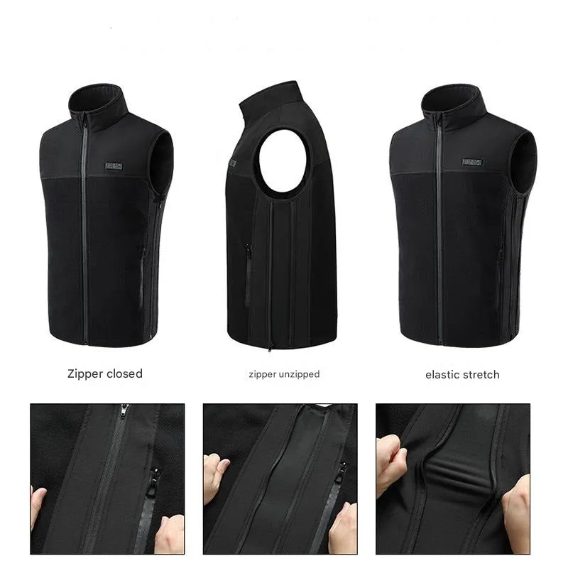13 Area Black Fleece Heated Gilet
