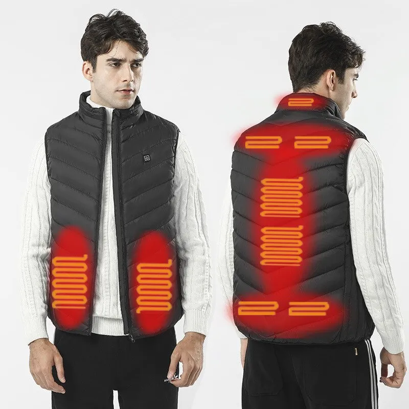 13PCS Heated Jacket Fashion Men Women Coat Intelligent USB Electric Heating Thermal Warm Clothes Winter Heated Vest Plussize