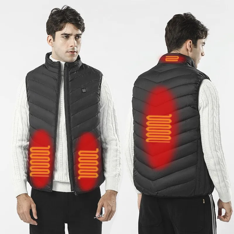 13PCS Heated Jacket Fashion Men Women Coat Intelligent USB Electric Heating Thermal Warm Clothes Winter Heated Vest Plussize