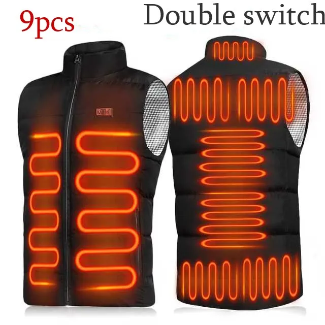 13PCS Heated Jacket Fashion Men Women Coat Intelligent USB Electric Heating Thermal Warm Clothes Winter Heated Vest Plussize