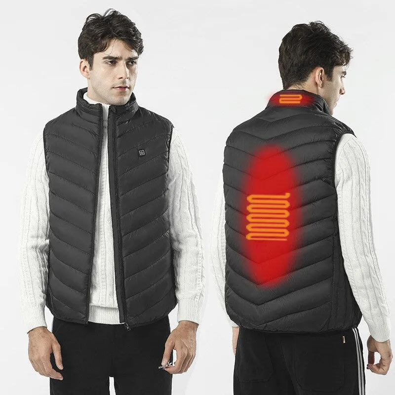 13PCS Heated Jacket Fashion Men Women Coat Intelligent USB Electric Heating Thermal Warm Clothes Winter Heated Vest Plussize