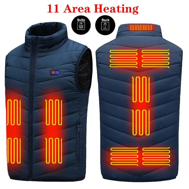 13PCS Heated Jacket Fashion Men Women Coat Intelligent USB Electric Heating Thermal Warm Clothes Winter Heated Vest Plussize