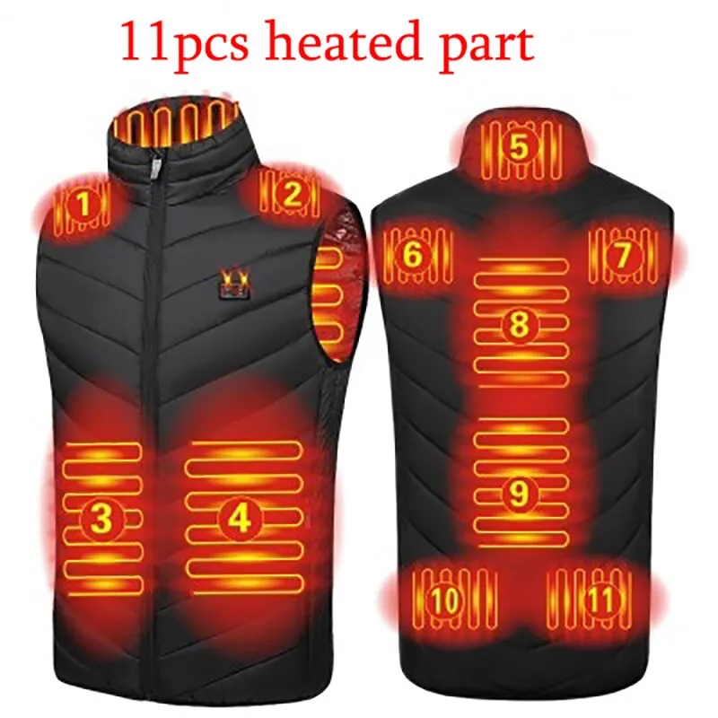 13PCS Heated Jacket Fashion Men Women Coat Intelligent USB Electric Heating Thermal Warm Clothes Winter Heated Vest Plussize