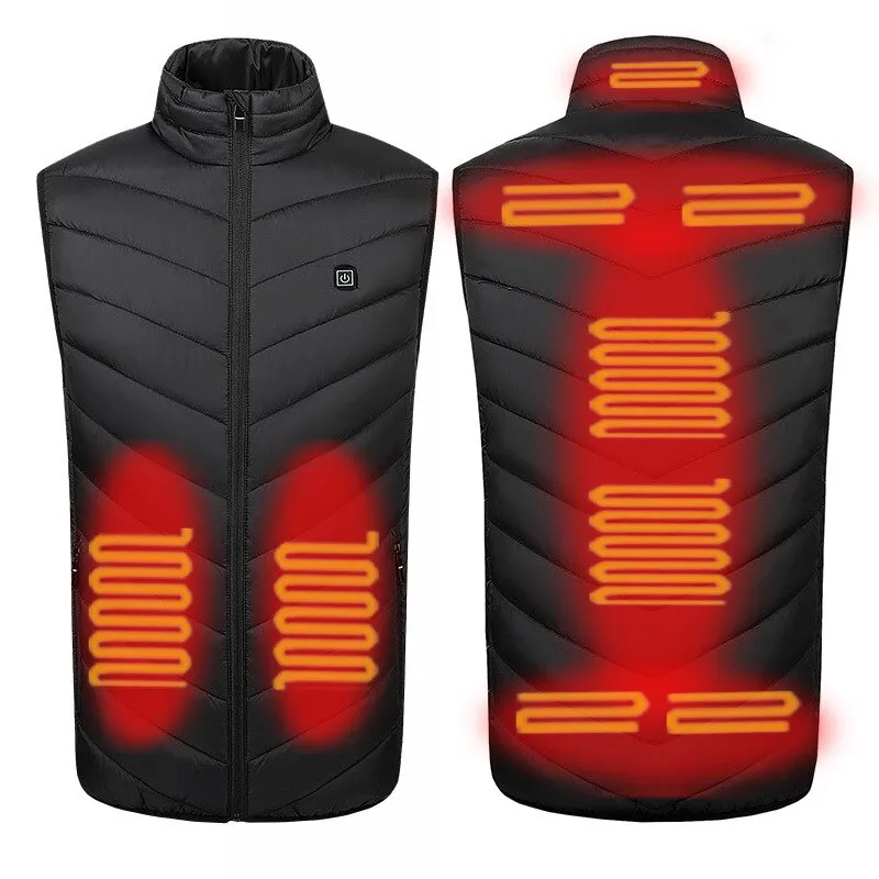 13PCS Heated Jacket Fashion Men Women Coat Intelligent USB Electric Heating Thermal Warm Clothes Winter Heated Vest Plussize