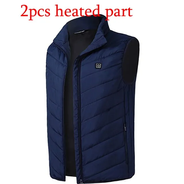13PCS Heated Jacket Fashion Men Women Coat Intelligent USB Electric Heating Thermal Warm Clothes Winter Heated Vest Plussize