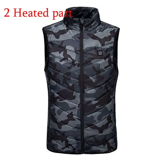 13PCS Heated Jacket Fashion Men Women Coat Intelligent USB Electric Heating Thermal Warm Clothes Winter Heated Vest Plussize