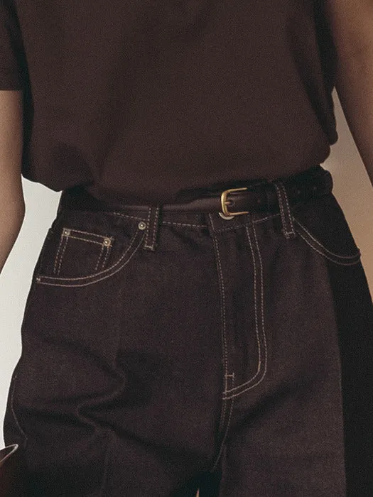 18mm classic plain italian leather belt_2color