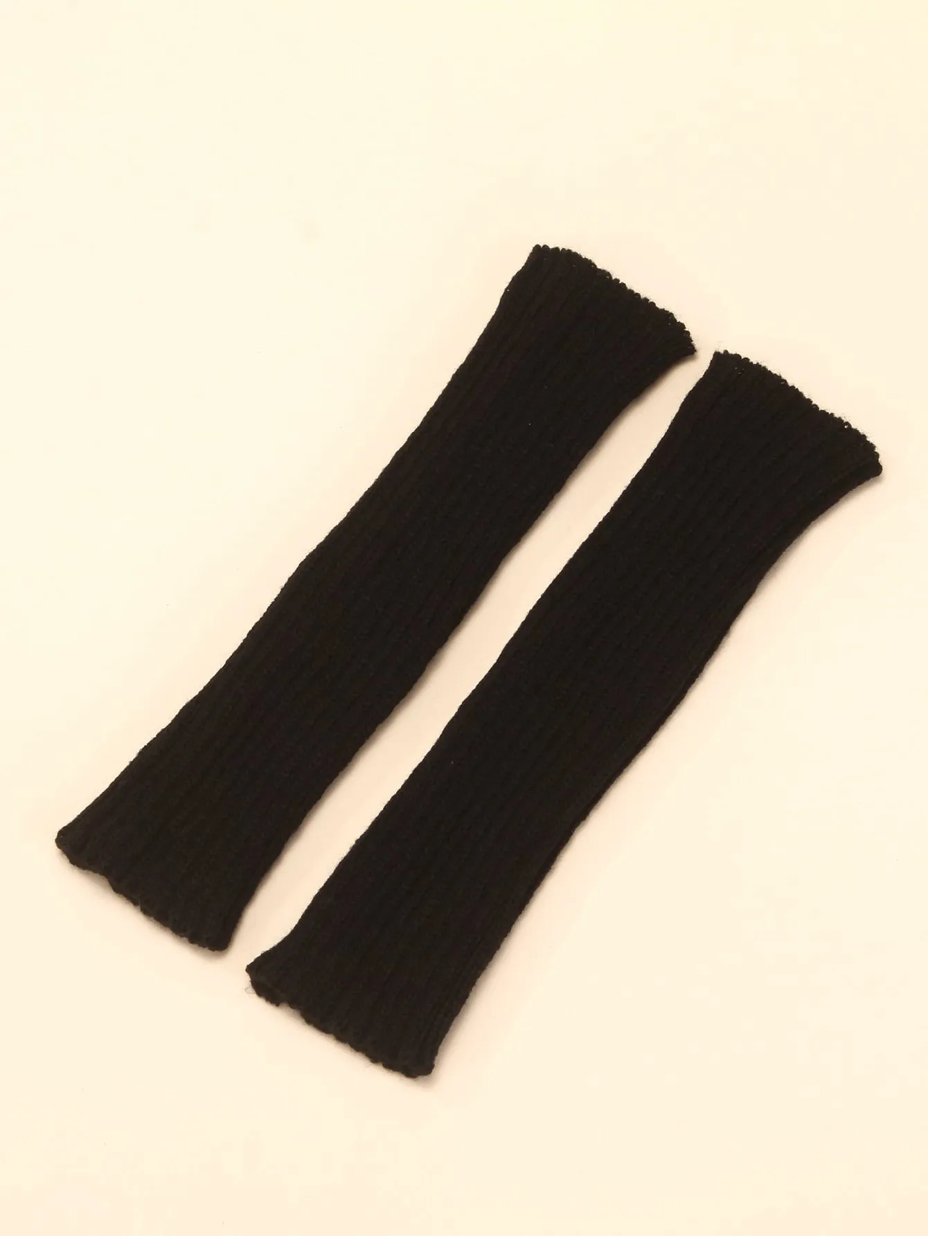 1pair Knitted Stripe Gloves - Black