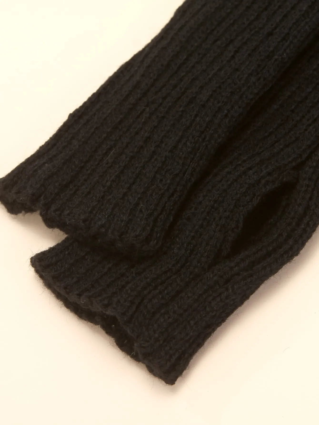 1pair Knitted Stripe Gloves - Black