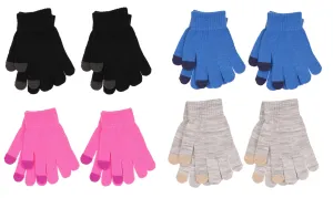 2 Pairs Children's Touchscreen Knitted Winter Gloves - Various Colours