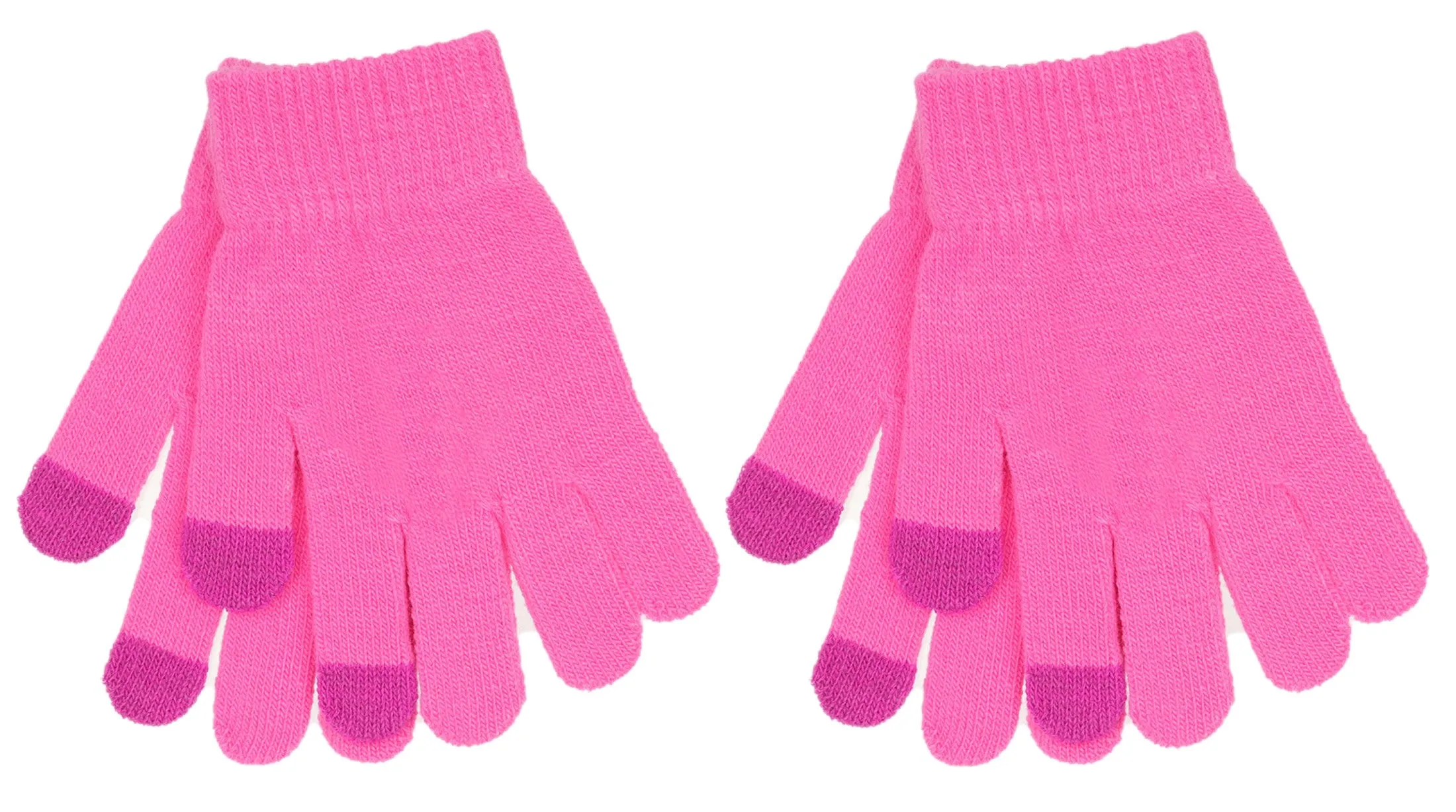 2 Pairs Children's Touchscreen Knitted Winter Gloves - Various Colours