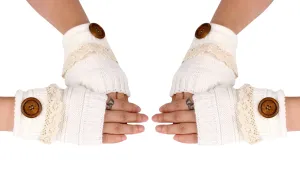 2-Pairs: Trendy Warm Fingerless Mitten Glove Set