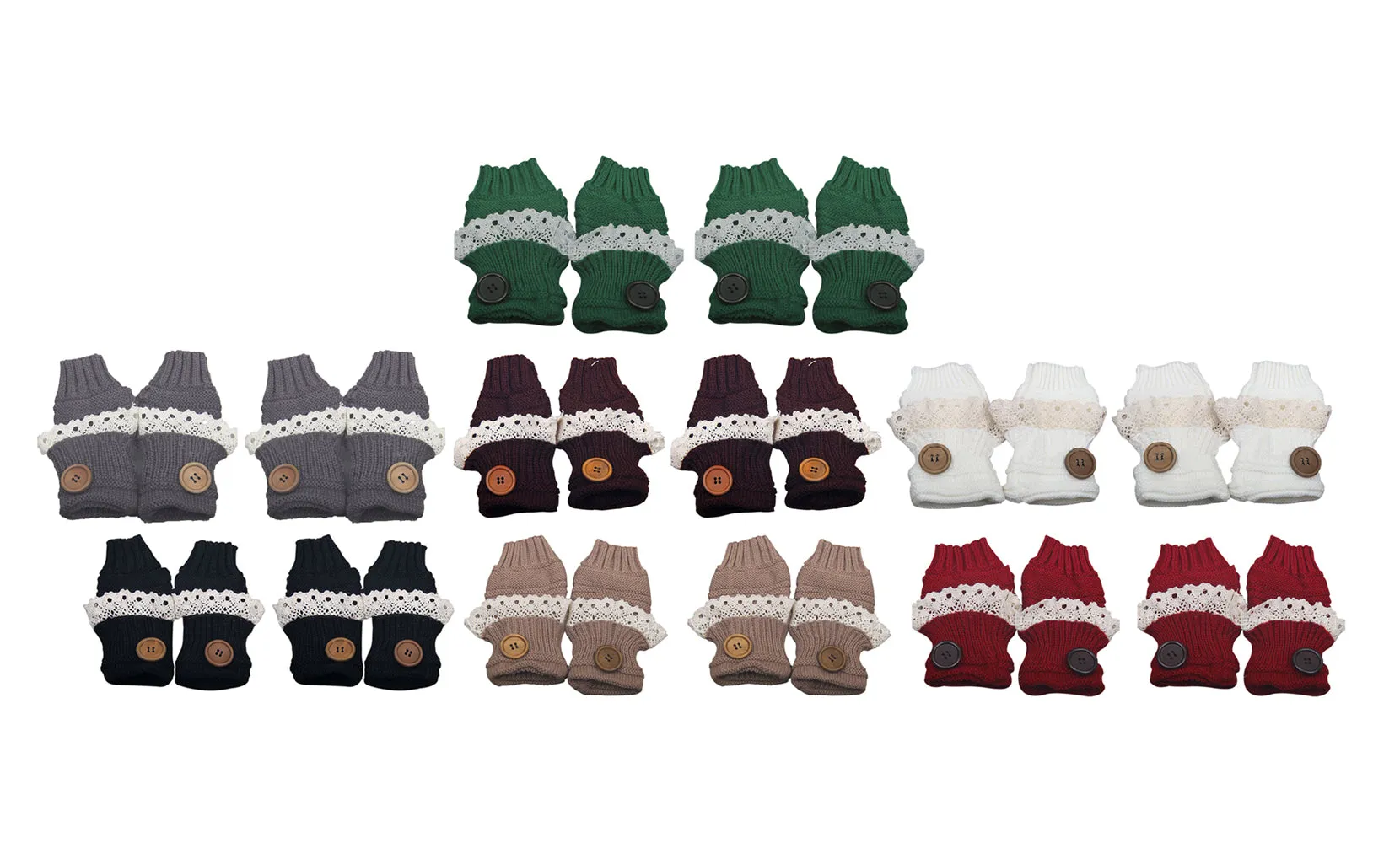 2-Pairs: Trendy Warm Fingerless Mitten Glove Set
