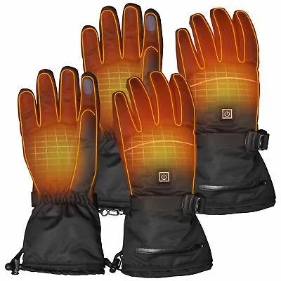 2 Pairs XL Electric Heated Gloves Thermal Touchscreen Winter Outdoor Hand Warmer