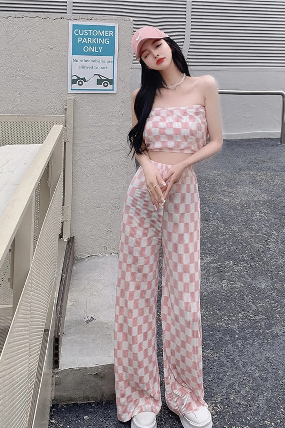 2 Piece Plaid Pattern Casual Sets