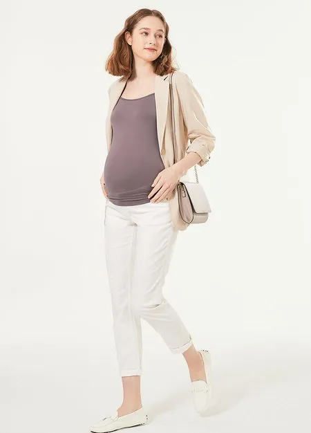 220820P Bra Top Antibacterial Spaghetti Strap Maternity Vest - Dusty Purple