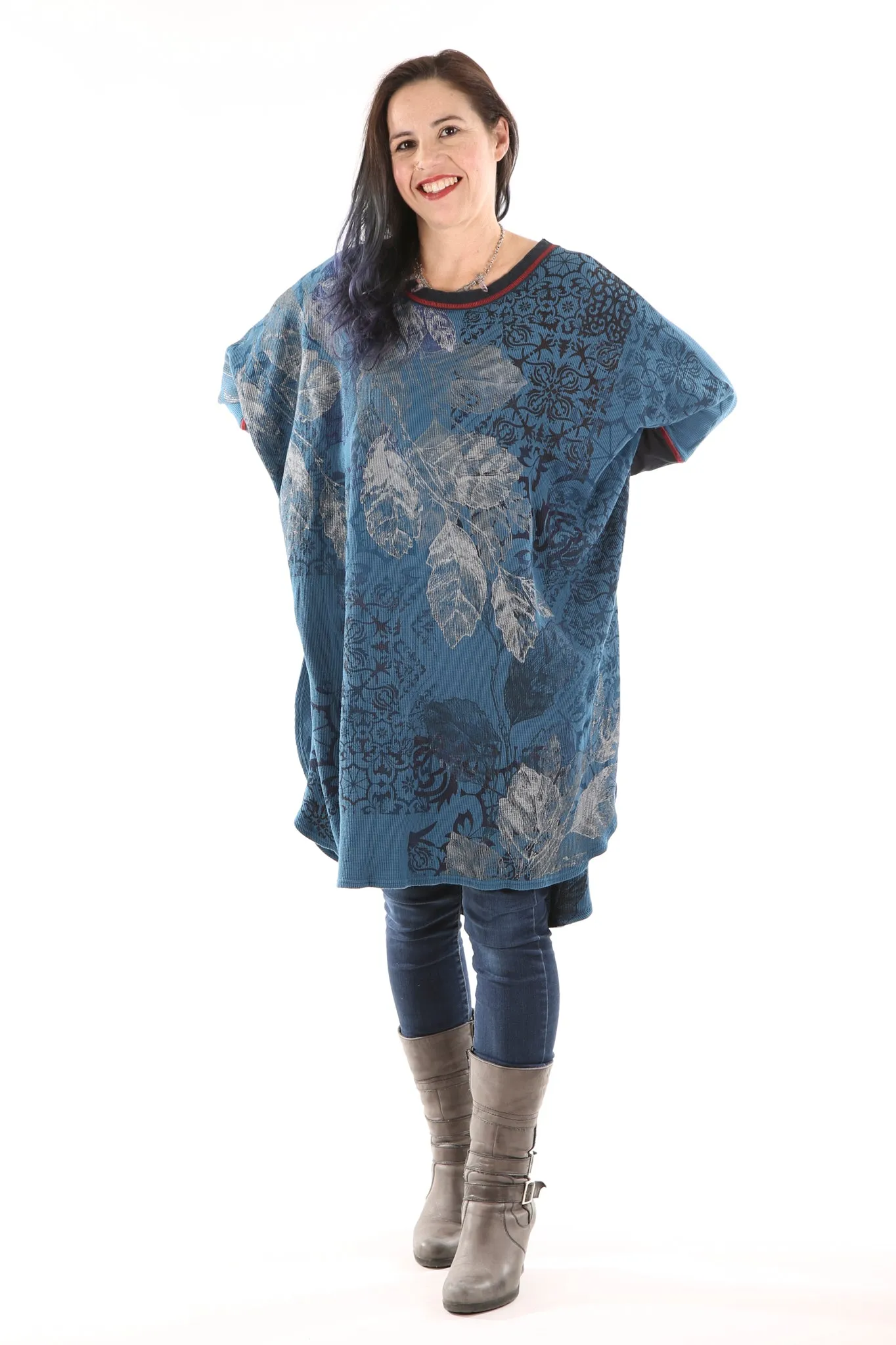 2251 Natural City Tunic- Blue Sea-Silver Leaves