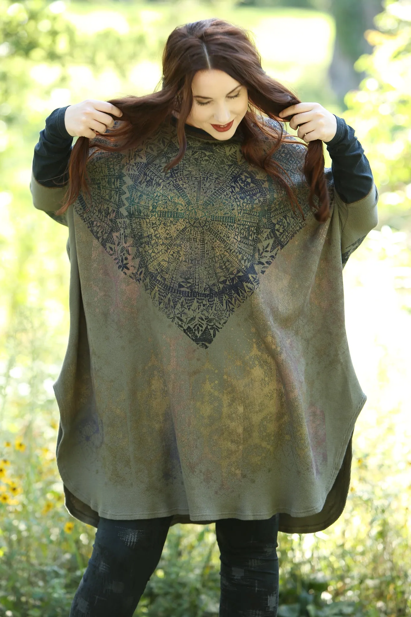 2251 Natural City Tunic -Moss- 'Antique Medallion'
