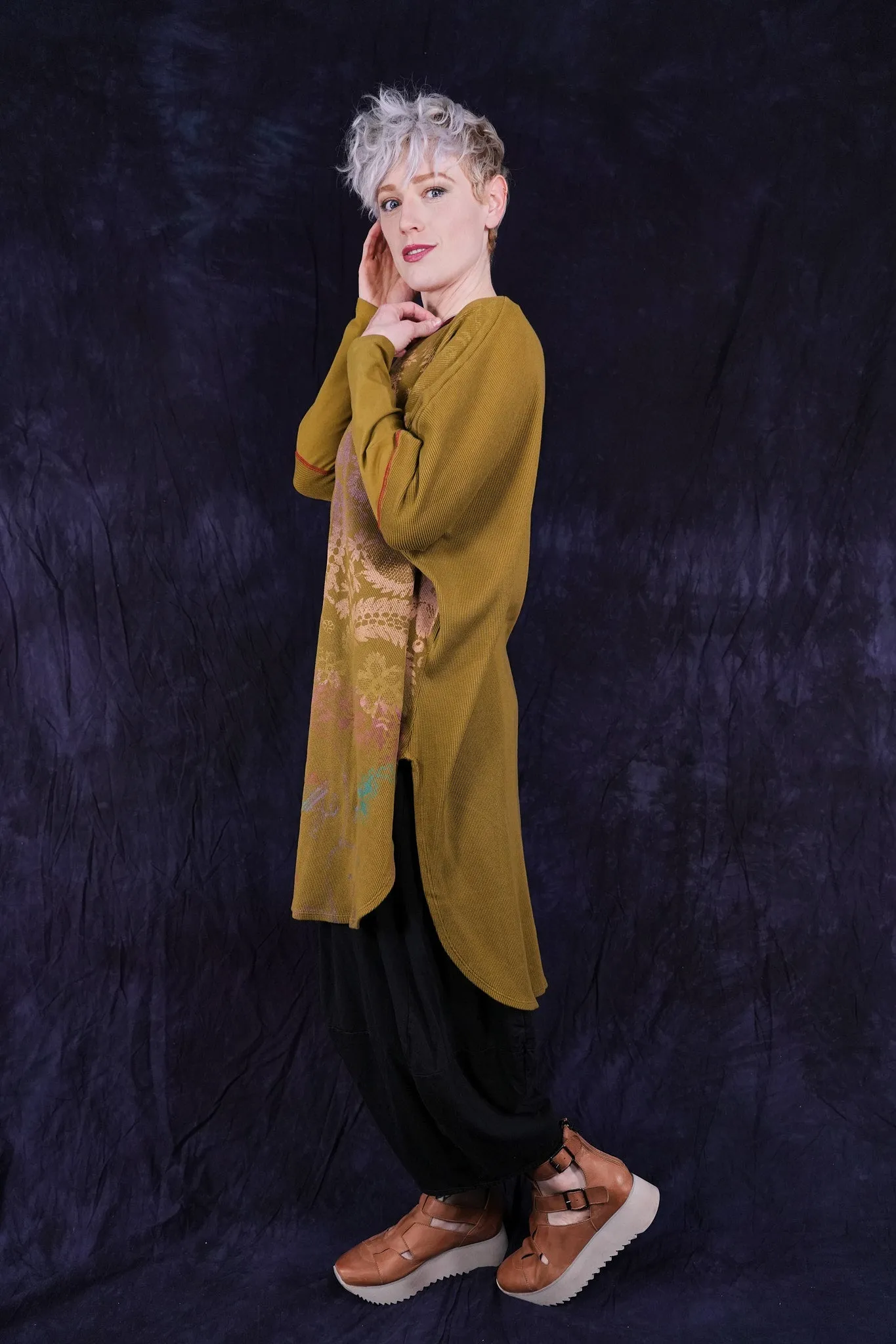 2251-Natural City Tunic Moss Floral-P