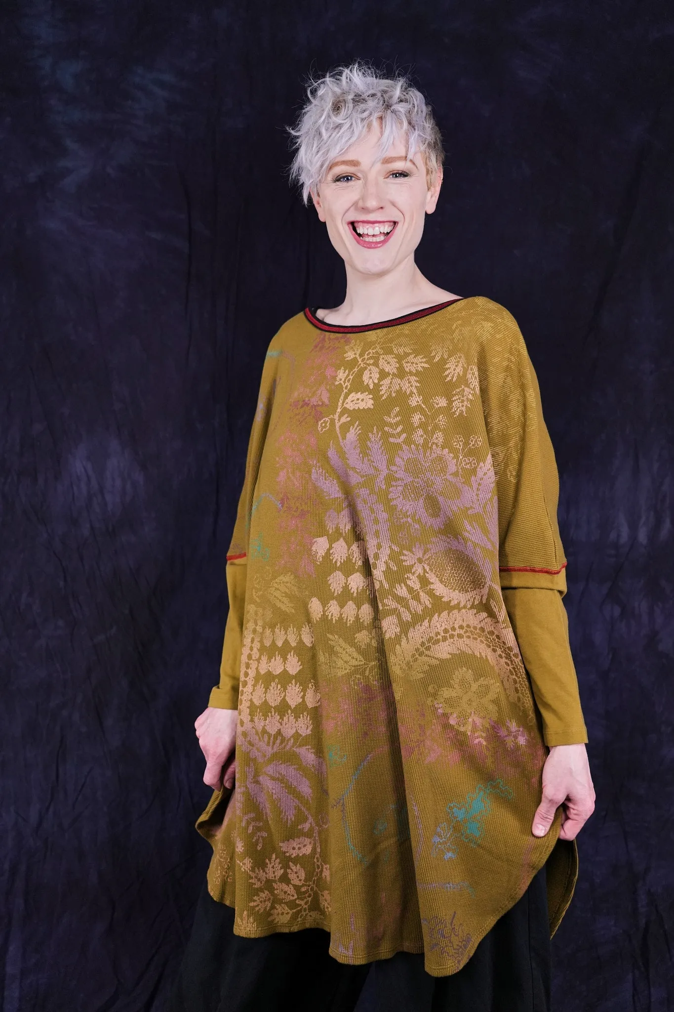 2251-Natural City Tunic Moss Floral-P