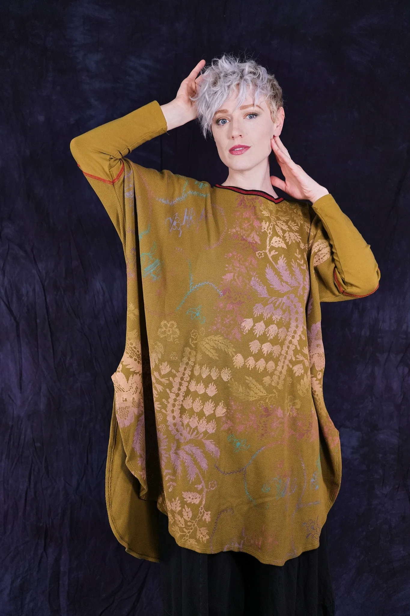2251-Natural City Tunic Moss Floral-P