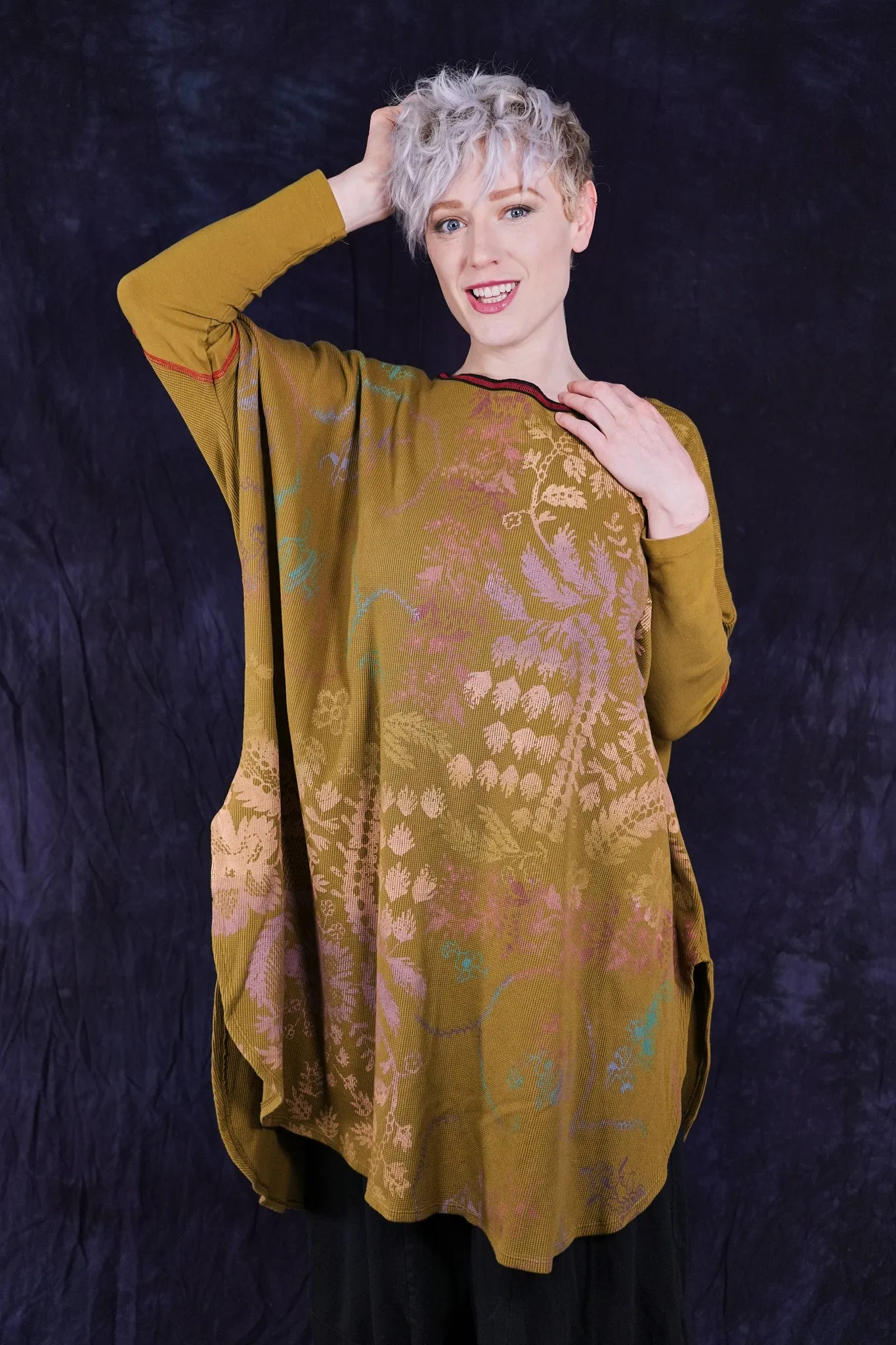 2251-Natural City Tunic Moss Floral-P