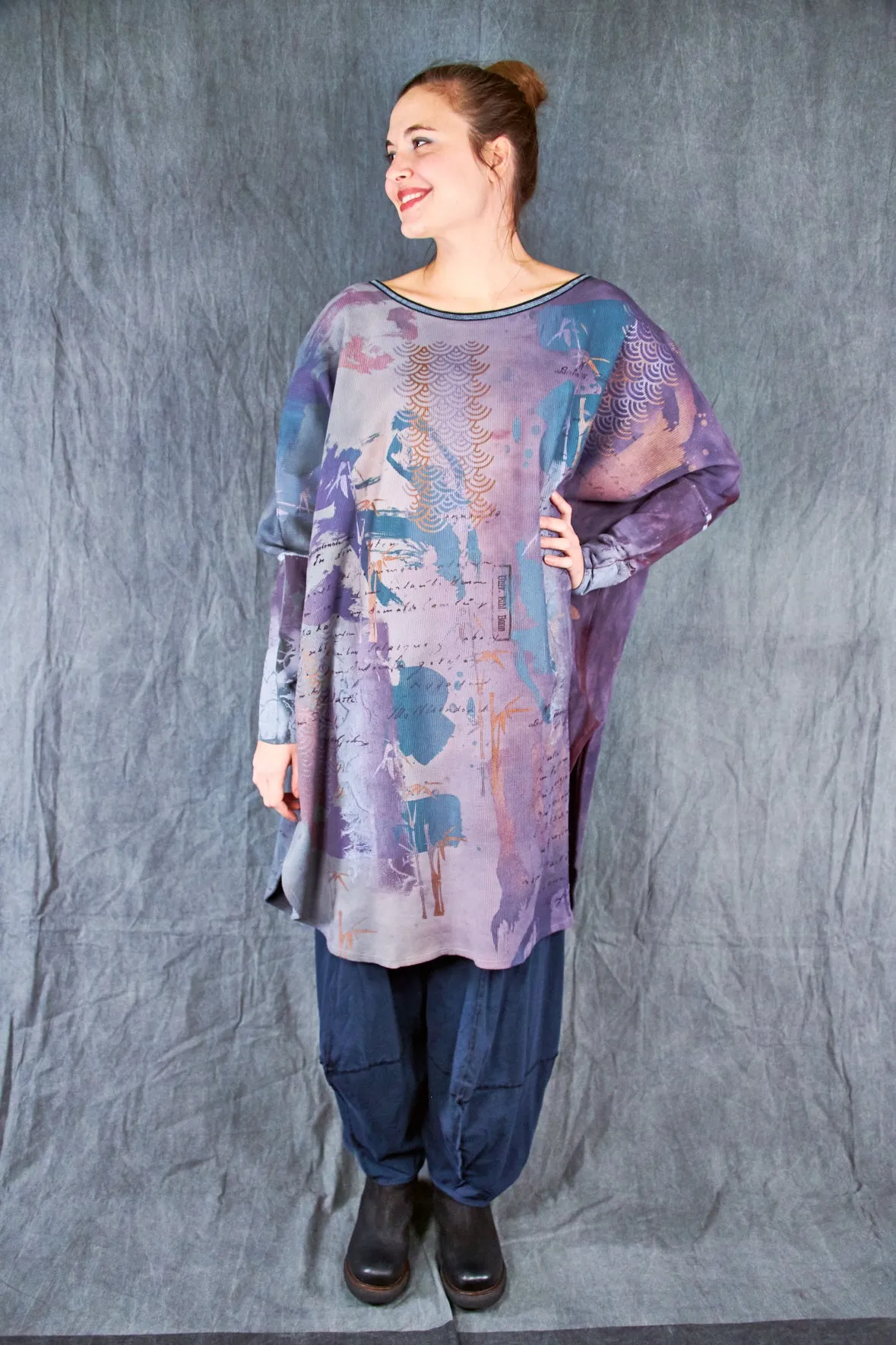2251HD Hand Dyed Natural City Tunic-Tourmaline Poetry Journal-P