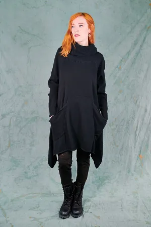 2292 Cowl Thermal Pocket Tunic-Black-Unprinted