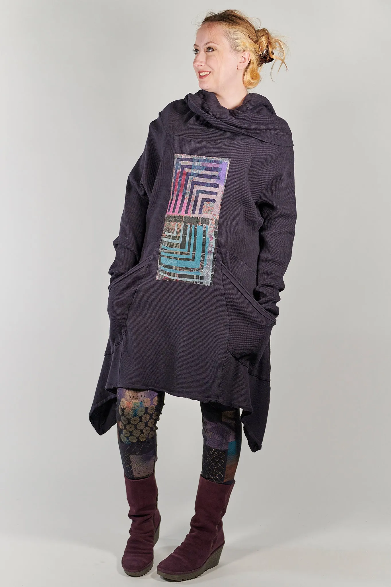 2292 Cowl Thermal Pocket Tunic Plumblack-P
