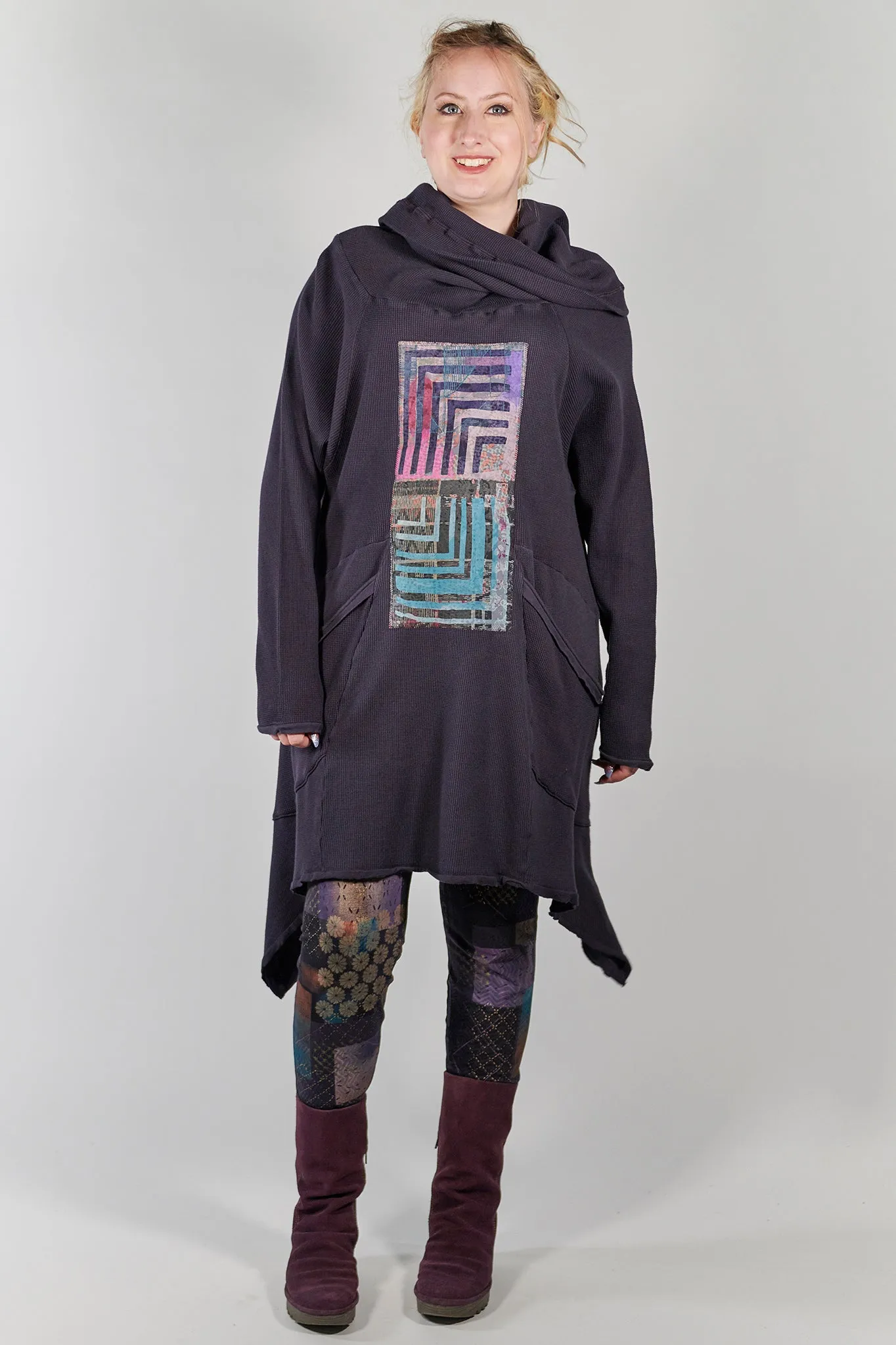 2292 Cowl Thermal Pocket Tunic Plumblack-P