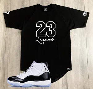 23 Legend Black T-Shirt To Match Air Jordan Retro 11 Concord Men's Sneaker Tees