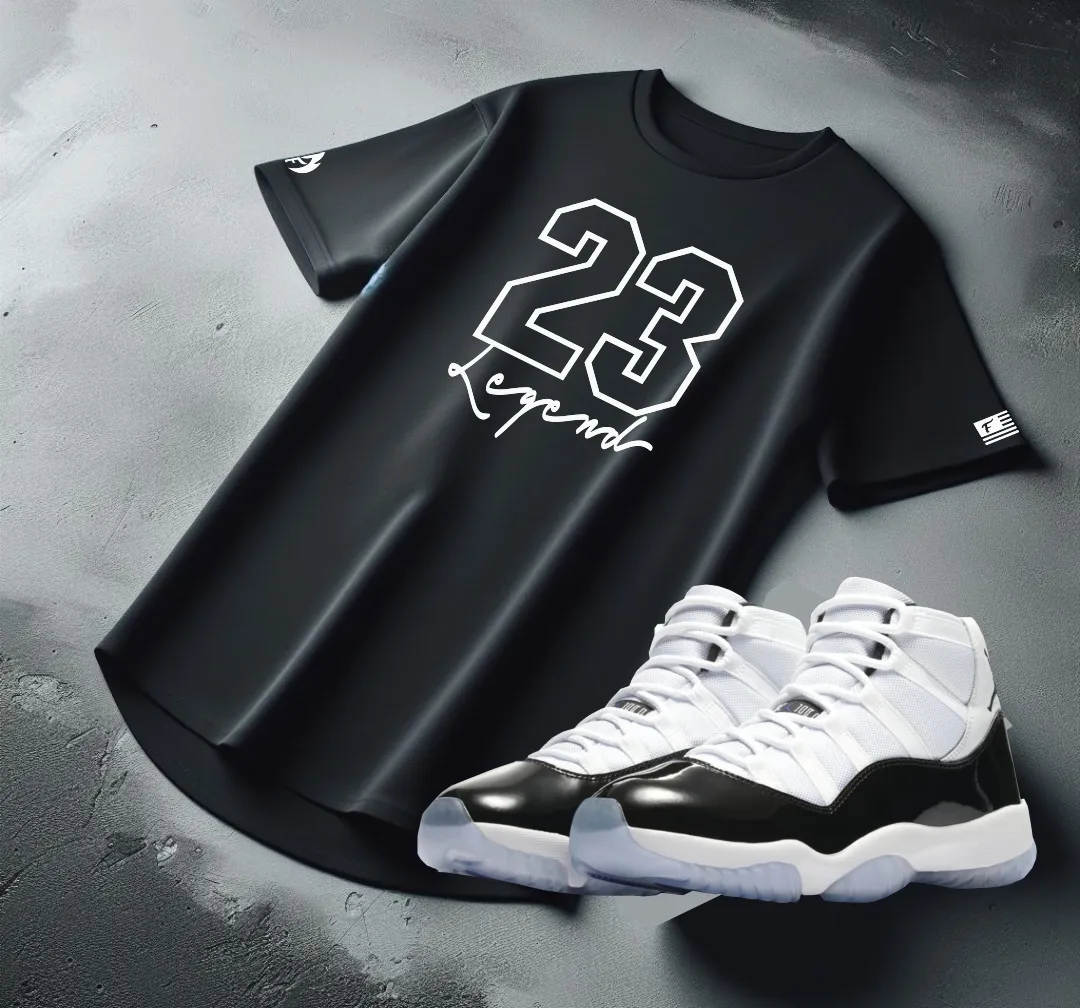 23 Legend Black T-Shirt To Match Air Jordan Retro 11 Concord Men's Sneaker Tees