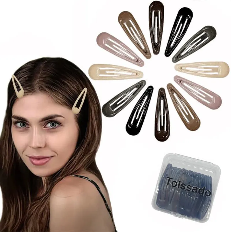 2.36Inch Medium Hair Barrettes, 36Pcs Metal Snap Hair Clips,No Slip Grip,Coated Hair Pins for Women Thin and Fine Hair