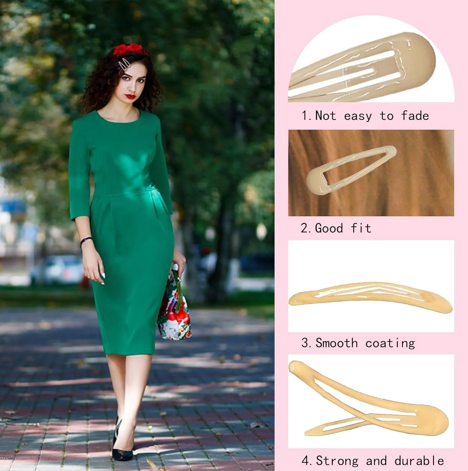 2.36Inch Medium Hair Barrettes, 36Pcs Metal Snap Hair Clips,No Slip Grip,Coated Hair Pins for Women Thin and Fine Hair