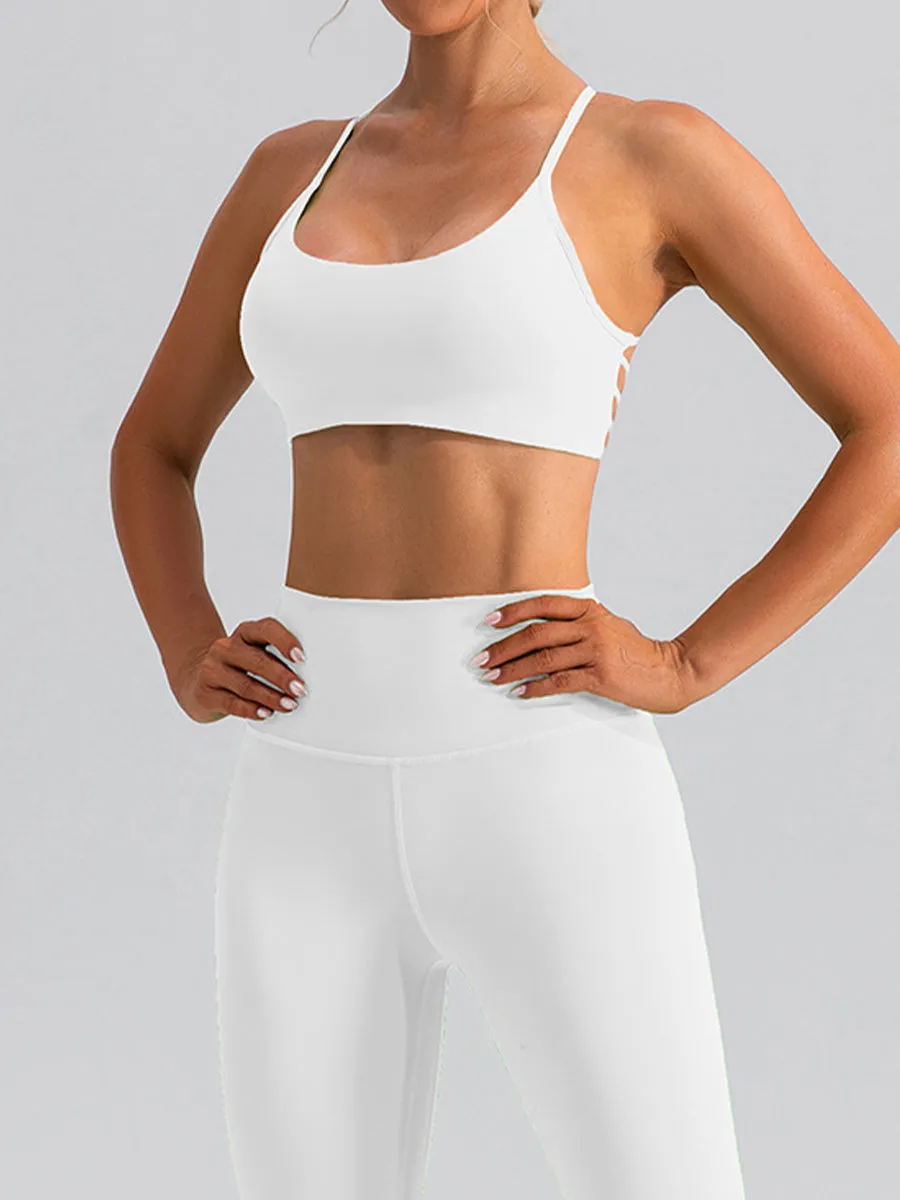 2pcs Sleeveless Tank Skin-Friendly Sports Set Workout Set Fitness Yoga Suit with Chest Pads
