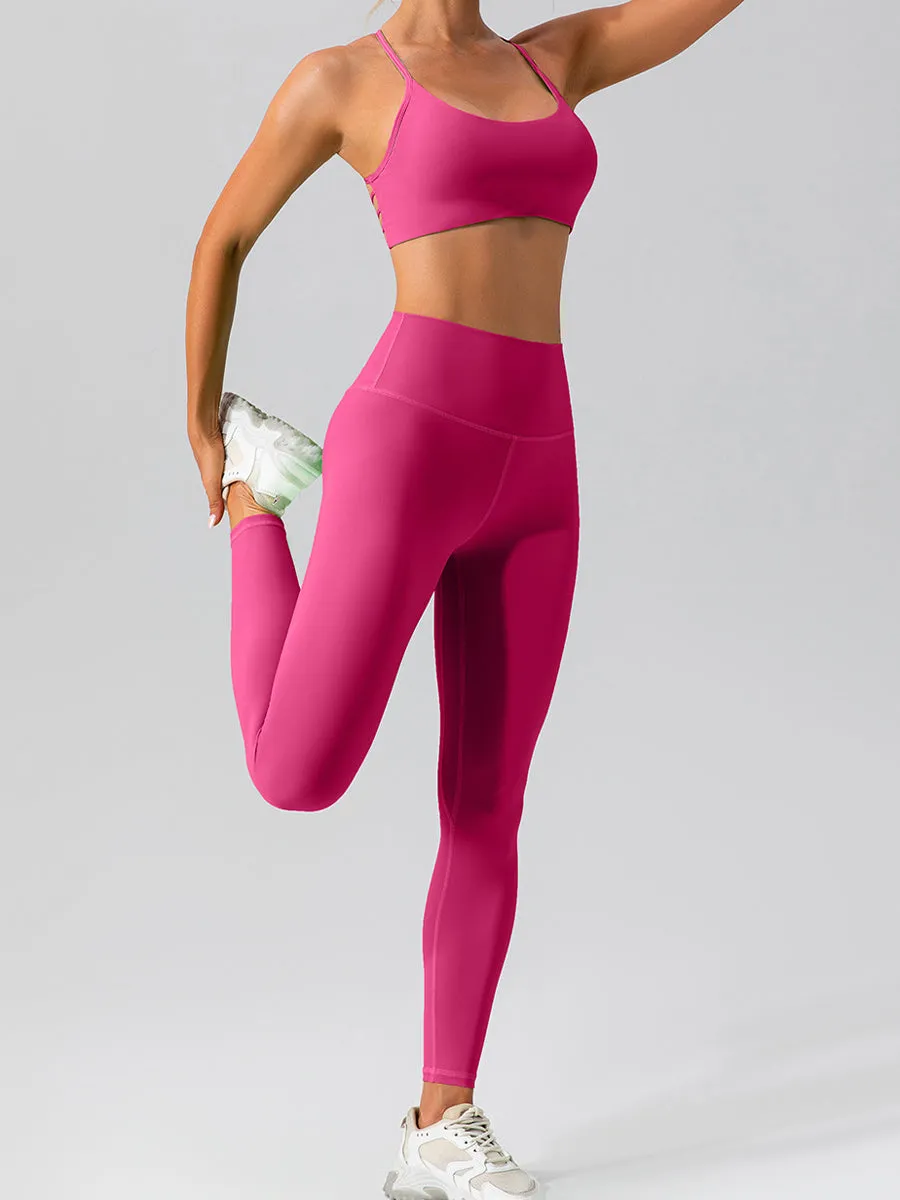 2pcs Sleeveless Tank Skin-Friendly Sports Set Workout Set Fitness Yoga Suit with Chest Pads