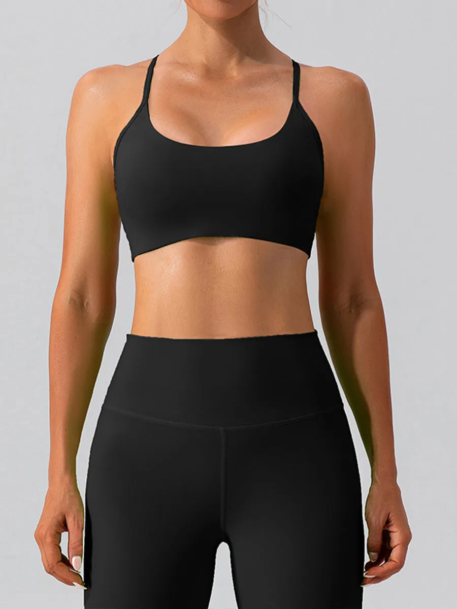 2pcs Sleeveless Tank Skin-Friendly Sports Set Workout Set Fitness Yoga Suit with Chest Pads