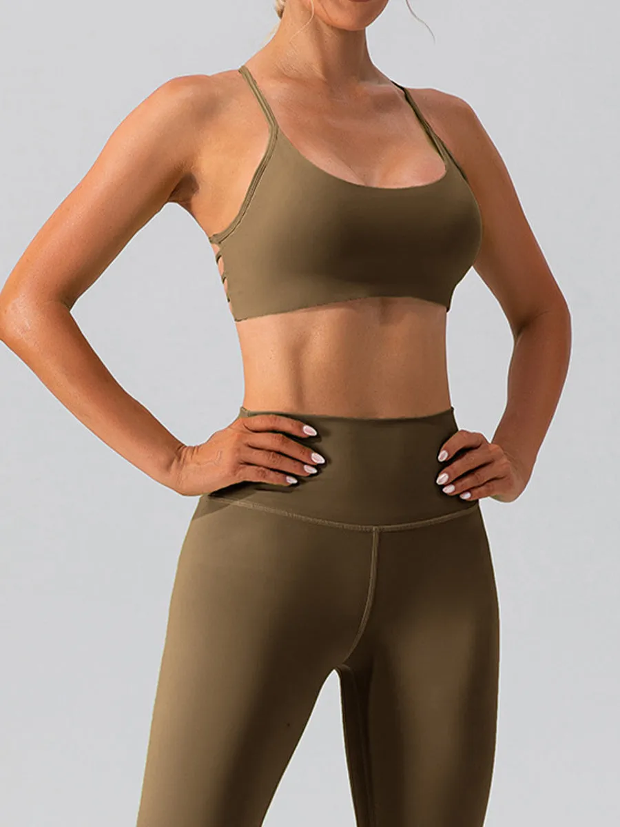 2pcs Sleeveless Tank Skin-Friendly Sports Set Workout Set Fitness Yoga Suit with Chest Pads