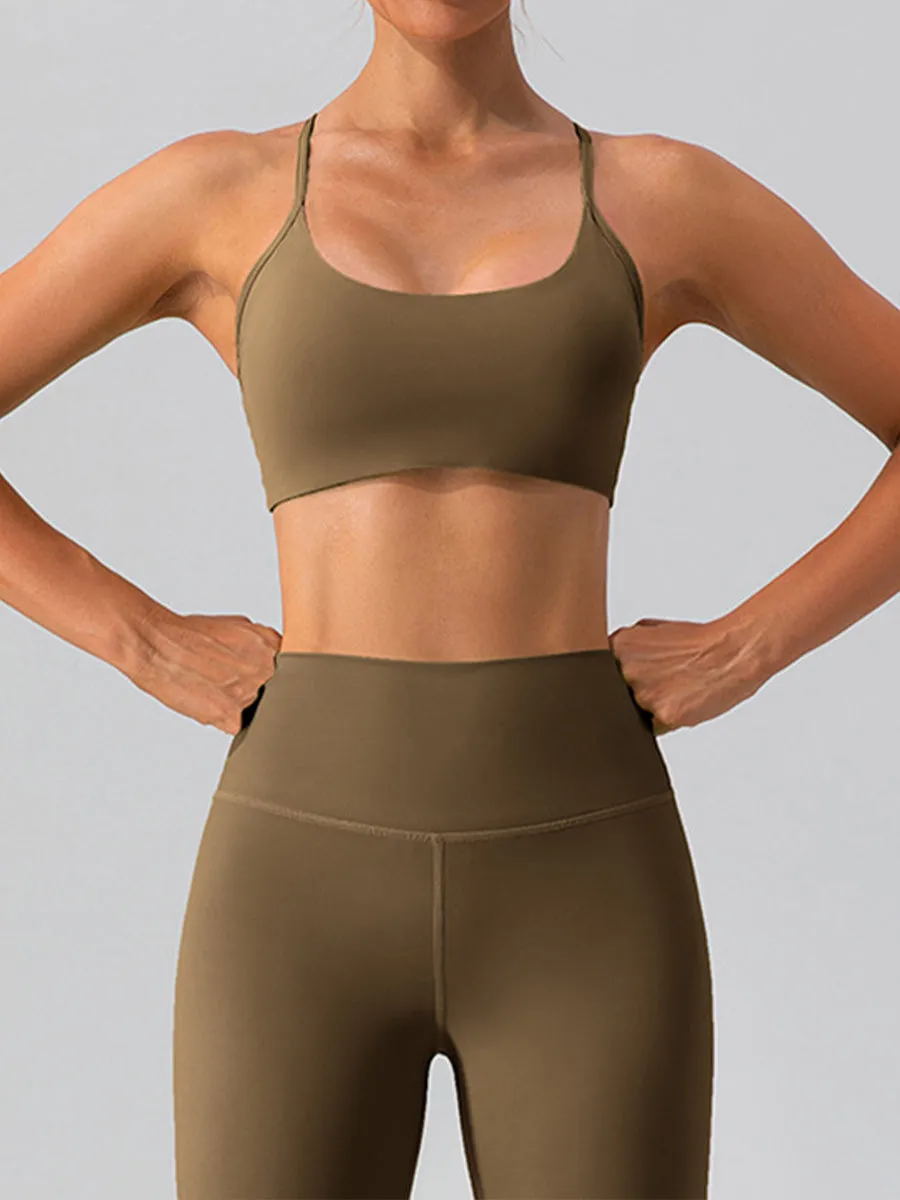 2pcs Sleeveless Tank Skin-Friendly Sports Set Workout Set Fitness Yoga Suit with Chest Pads
