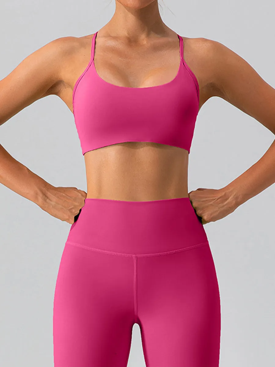 2pcs Sleeveless Tank Skin-Friendly Sports Set Workout Set Fitness Yoga Suit with Chest Pads