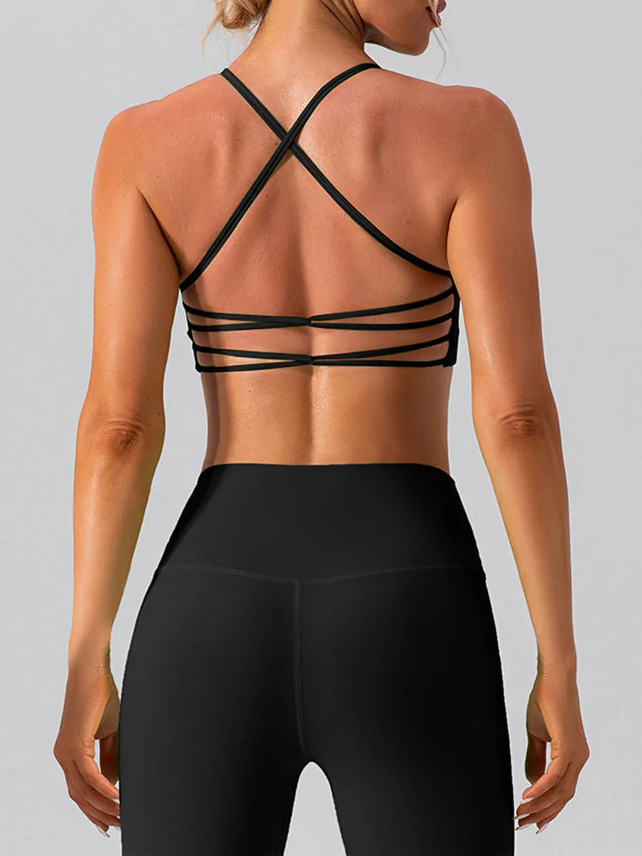 2pcs Sleeveless Tank Skin-Friendly Sports Set Workout Set Fitness Yoga Suit with Chest Pads