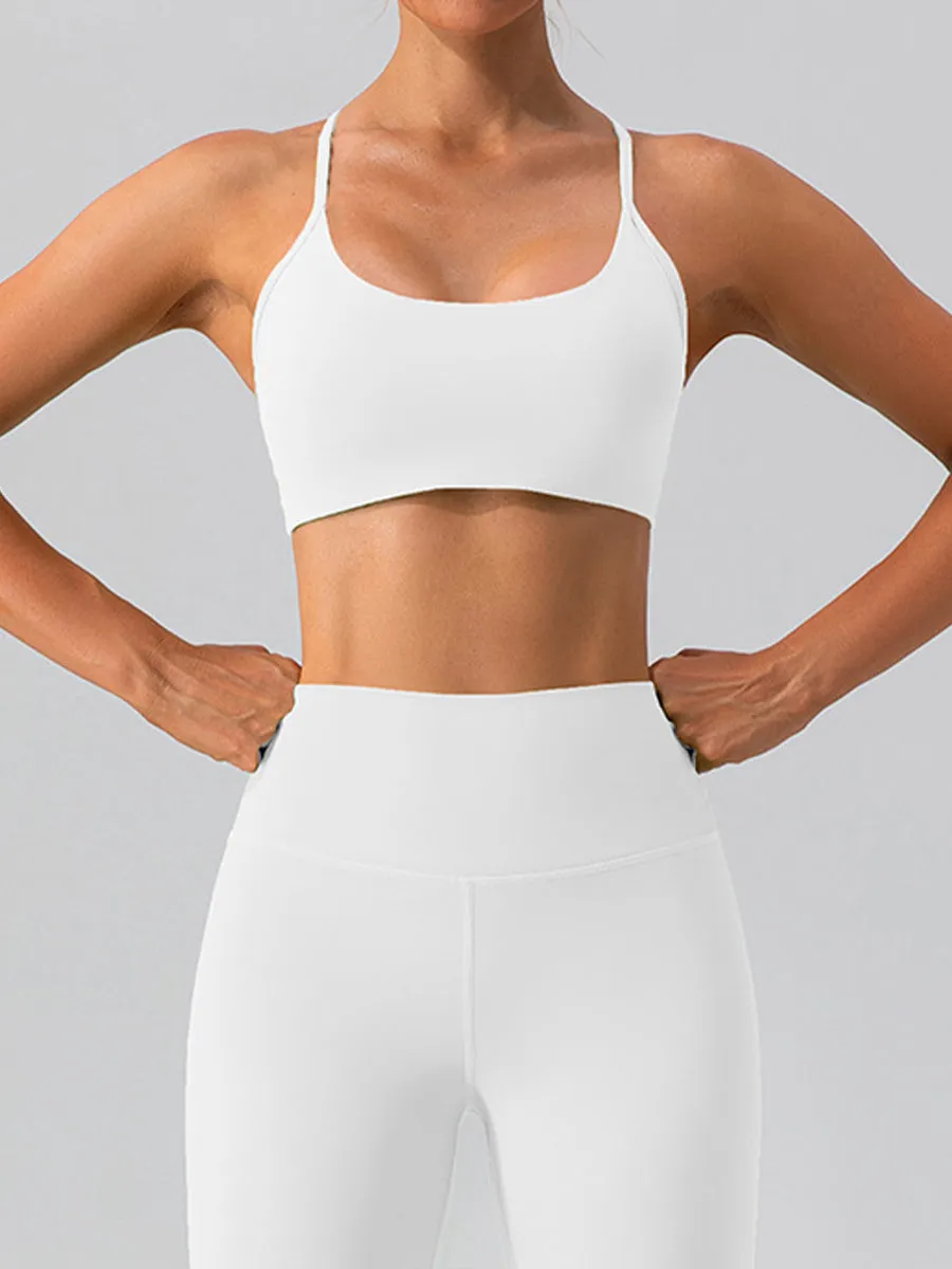 2pcs Sleeveless Tank Skin-Friendly Sports Set Workout Set Fitness Yoga Suit with Chest Pads