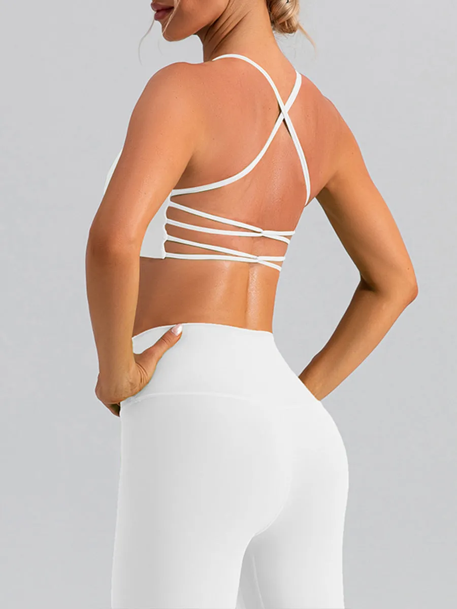 2pcs Sleeveless Tank Skin-Friendly Sports Set Workout Set Fitness Yoga Suit with Chest Pads