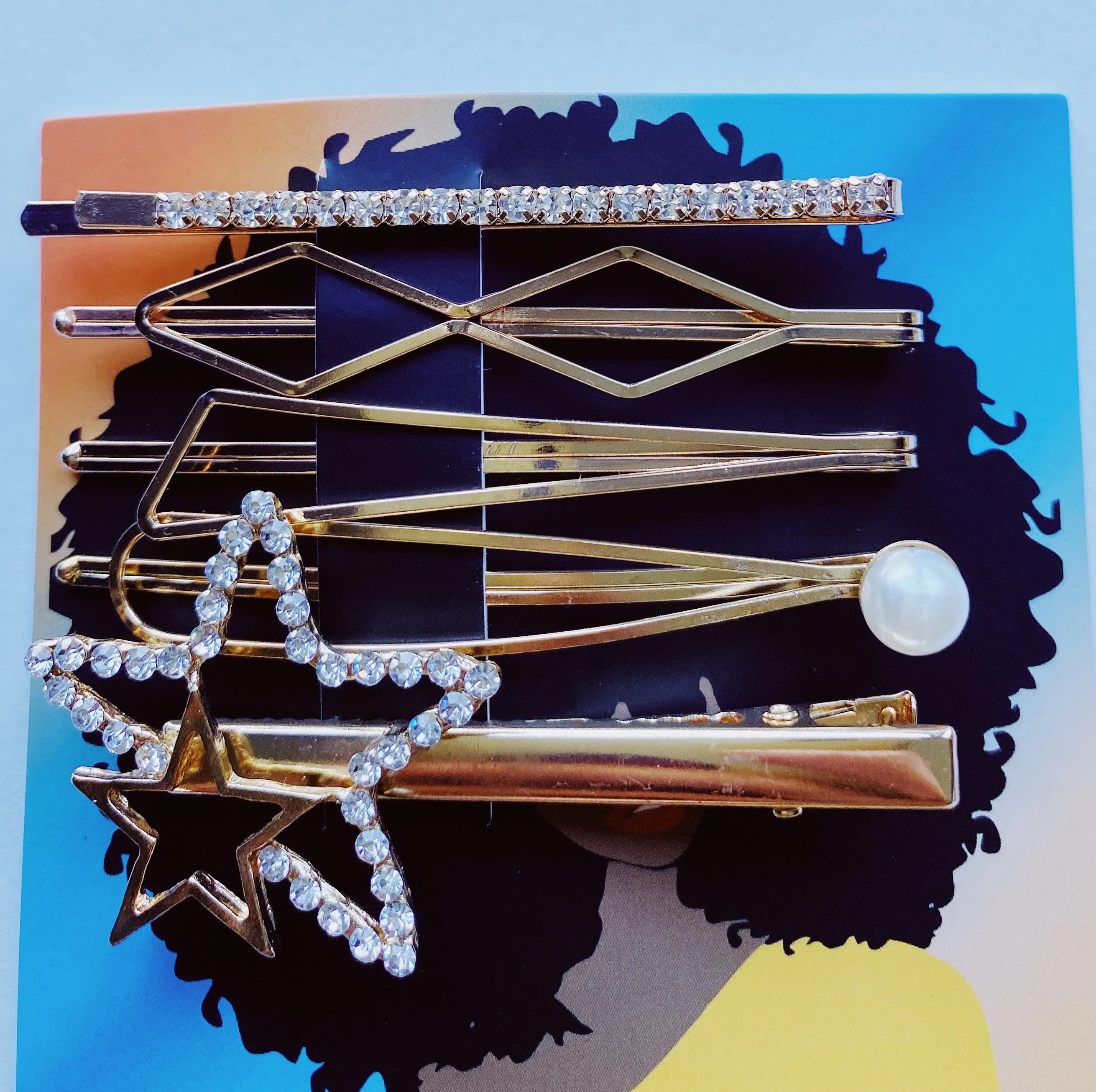 5 pc Assortment Star Hairpin Hair Clip Set